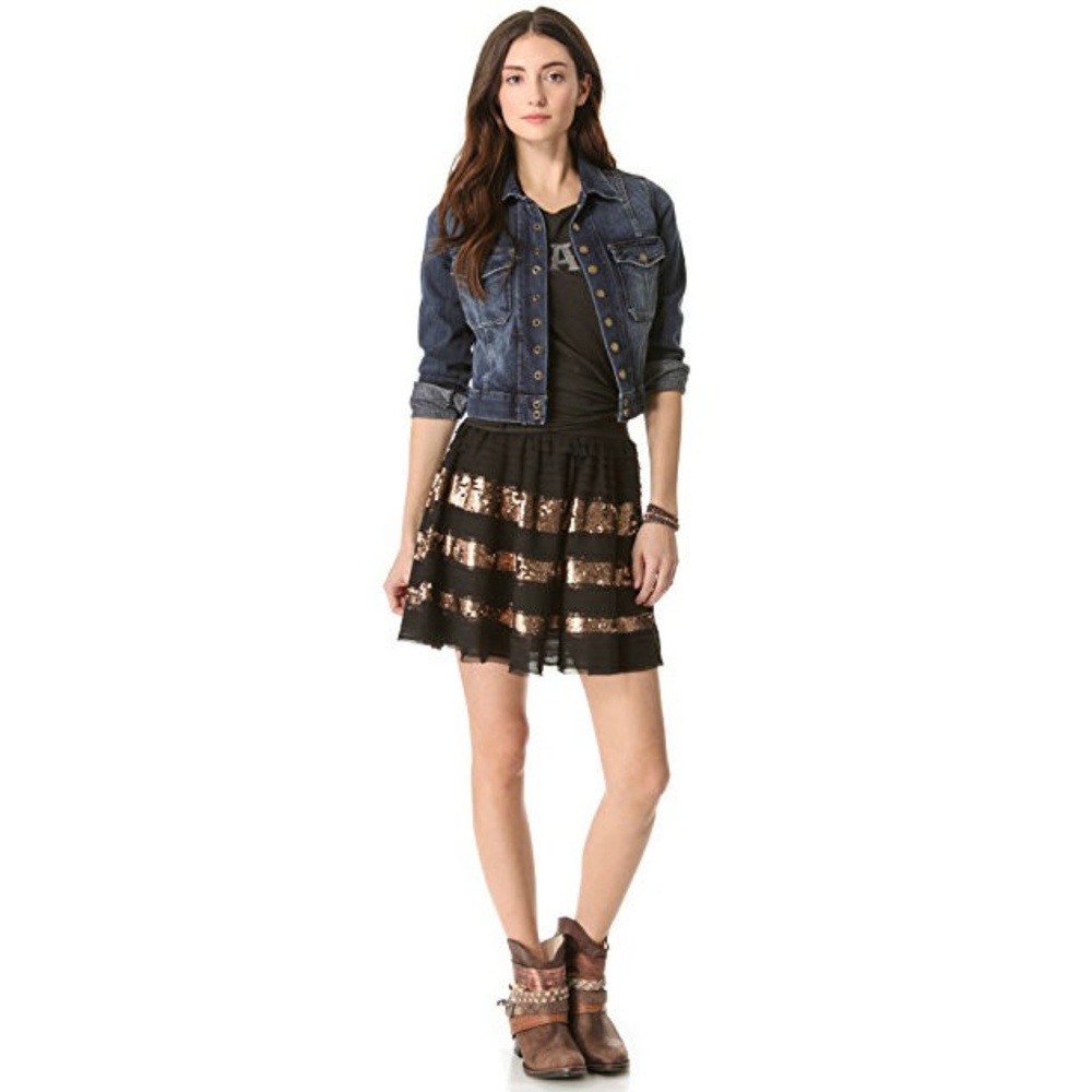 Free People Sparkle and Stripe Sequined Skirt